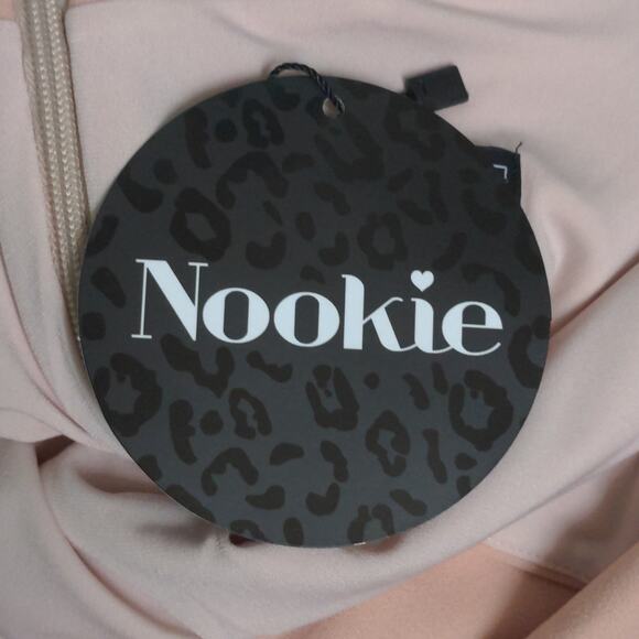 Nookie Hollywood Midi Dress Blush Pink Off the Shoulder Cutout Choker XS New - Picture 10 of 12